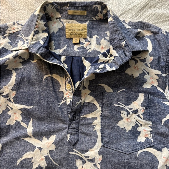 Lucky Brand Men’s Floral Popover Short Sleeve Shirt Classic Fit Size M - Picture 2 of 6